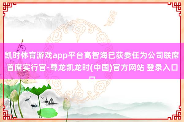 凯时体育游戏app平台高智海已获委任为公司联席首席实行官-尊龙凯龙时(中国)官方网站 登录入口