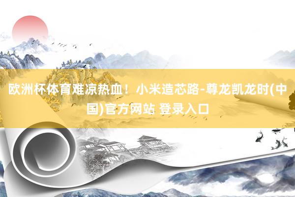欧洲杯体育难凉热血！小米造芯路-尊龙凯龙时(中国)官方网站 登录入口