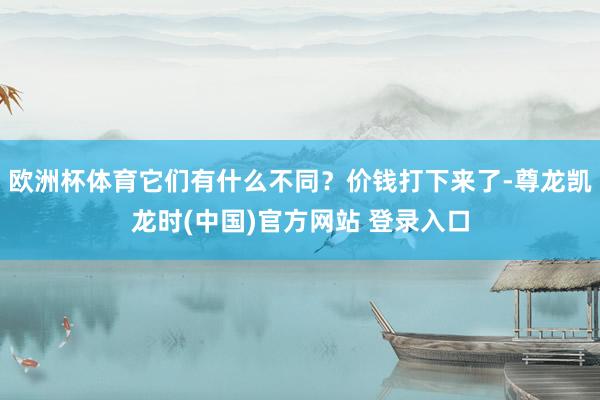 欧洲杯体育它们有什么不同？价钱打下来了-尊龙凯龙时(中国)官方网站 登录入口