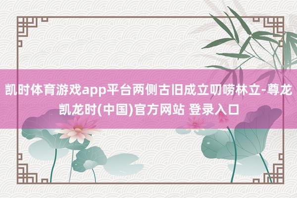 凯时体育游戏app平台两侧古旧成立叨唠林立-尊龙凯龙时(中国)官方网站 登录入口