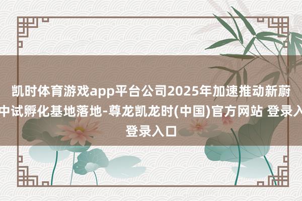 凯时体育游戏app平台公司2025年加速推动新蔚源中试孵化基地落地-尊龙凯龙时(中国)官方网站 登录入口