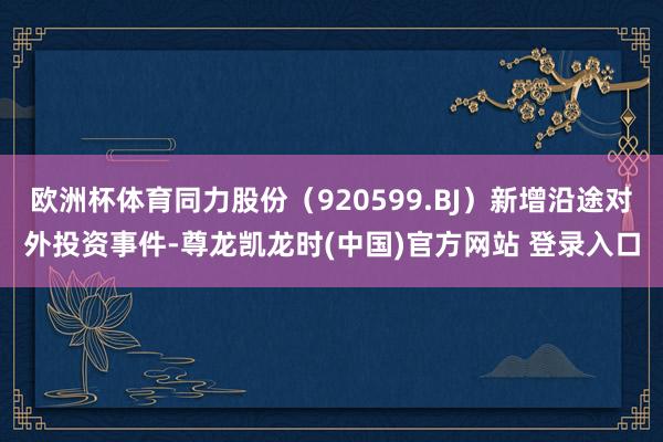 欧洲杯体育同力股份（920599.BJ）新增沿途对外投资事件-尊龙凯龙时(中国)官方网站 登录入口
