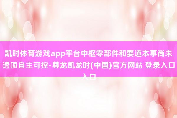 凯时体育游戏app平台中枢零部件和要道本事尚未透顶自主可控-尊龙凯龙时(中国)官方网站 登录入口